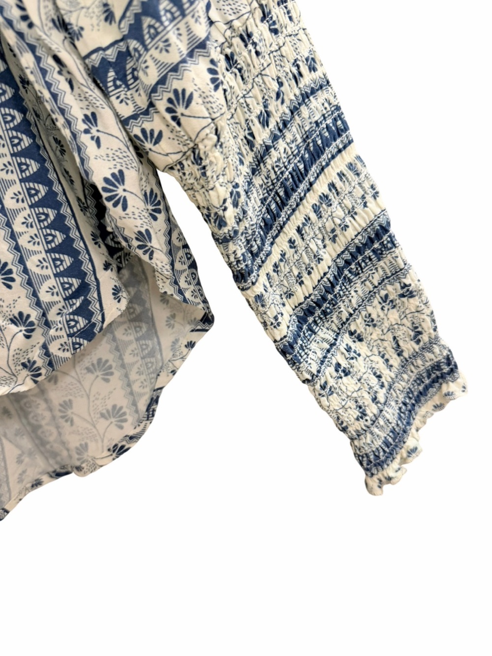 Sundance Blue Cream Boho Floral Print Ruffle Blouse Medium - Picture 6 of 9